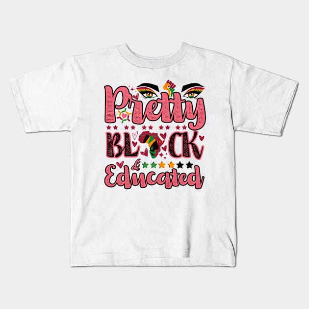 Pretty, Black, and Educated Women Month Kids T-Shirt by TRACHLUIM